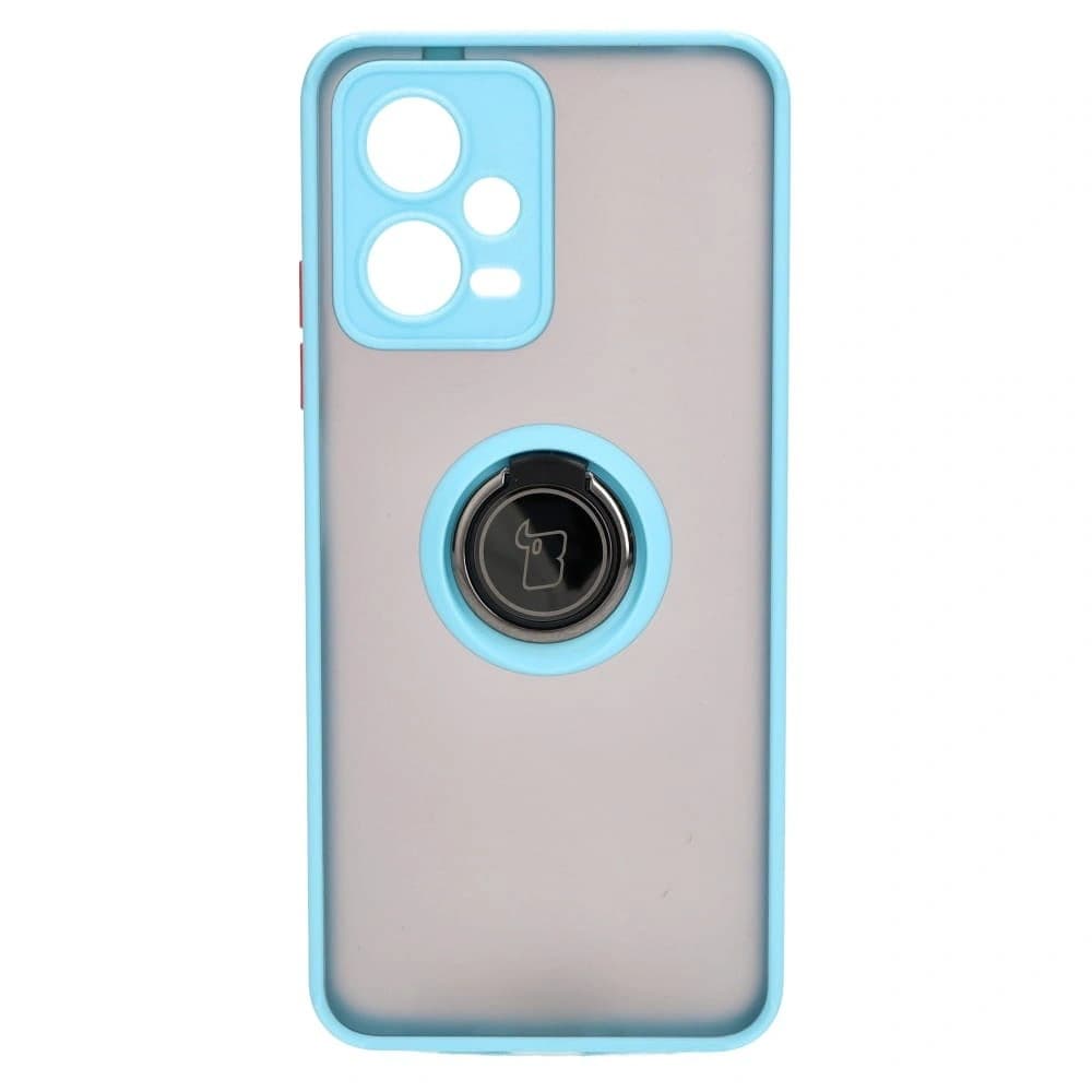 Bizon Case Hybrid Ring Xiaomi Poco X5 / Redmi Note 12 5G rauchig mit einem hellblauen Rahmen - 2