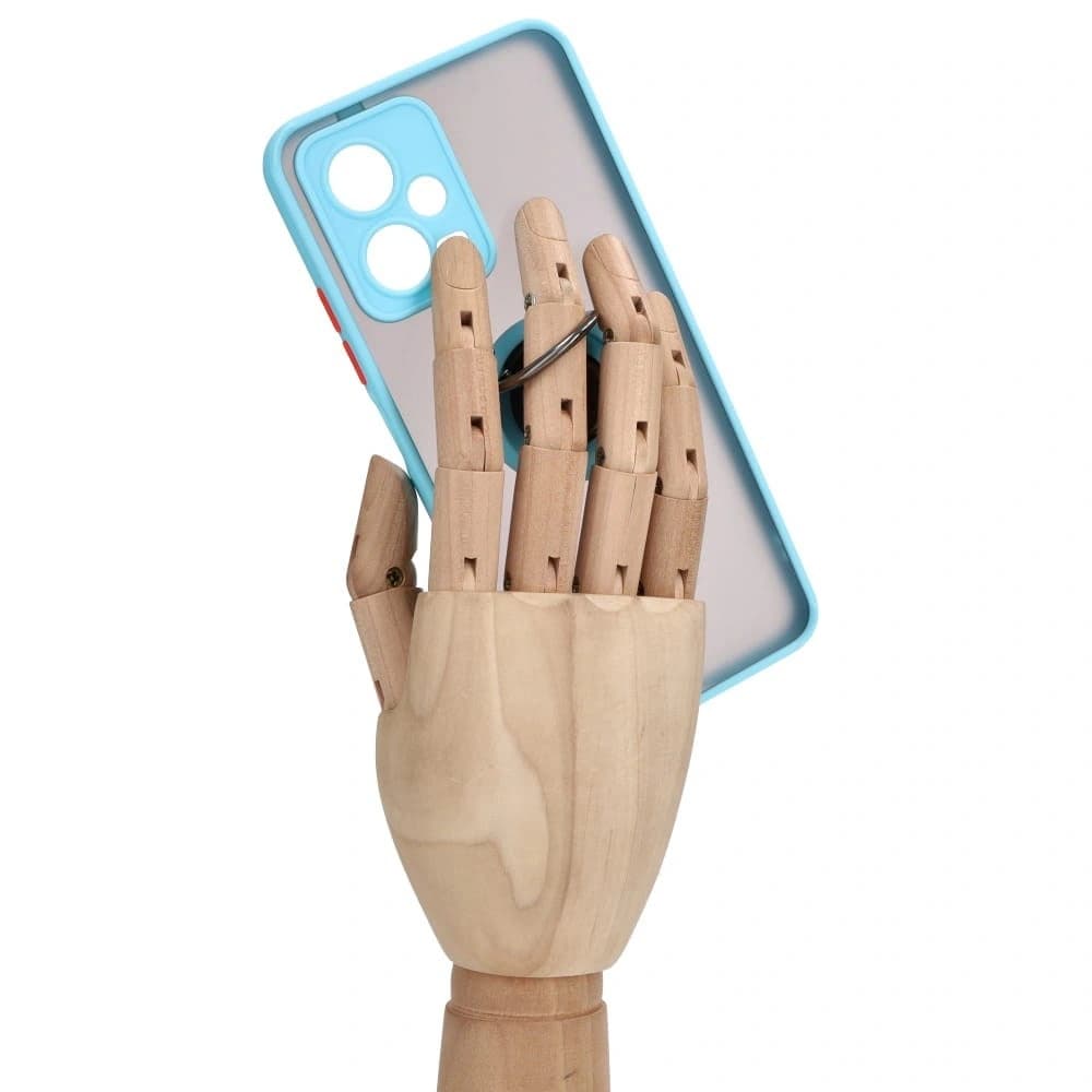 Bizon Case Hybrid Ring Xiaomi Poco X5 / Redmi Note 12 5G rauchig mit einem hellblauen Rahmen - 8