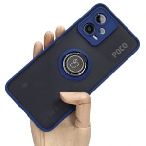 Bizon Case Hybrid Ring Xiaomi Poco X5 / Redmi Note 12 5G smoky with a navy blue frame