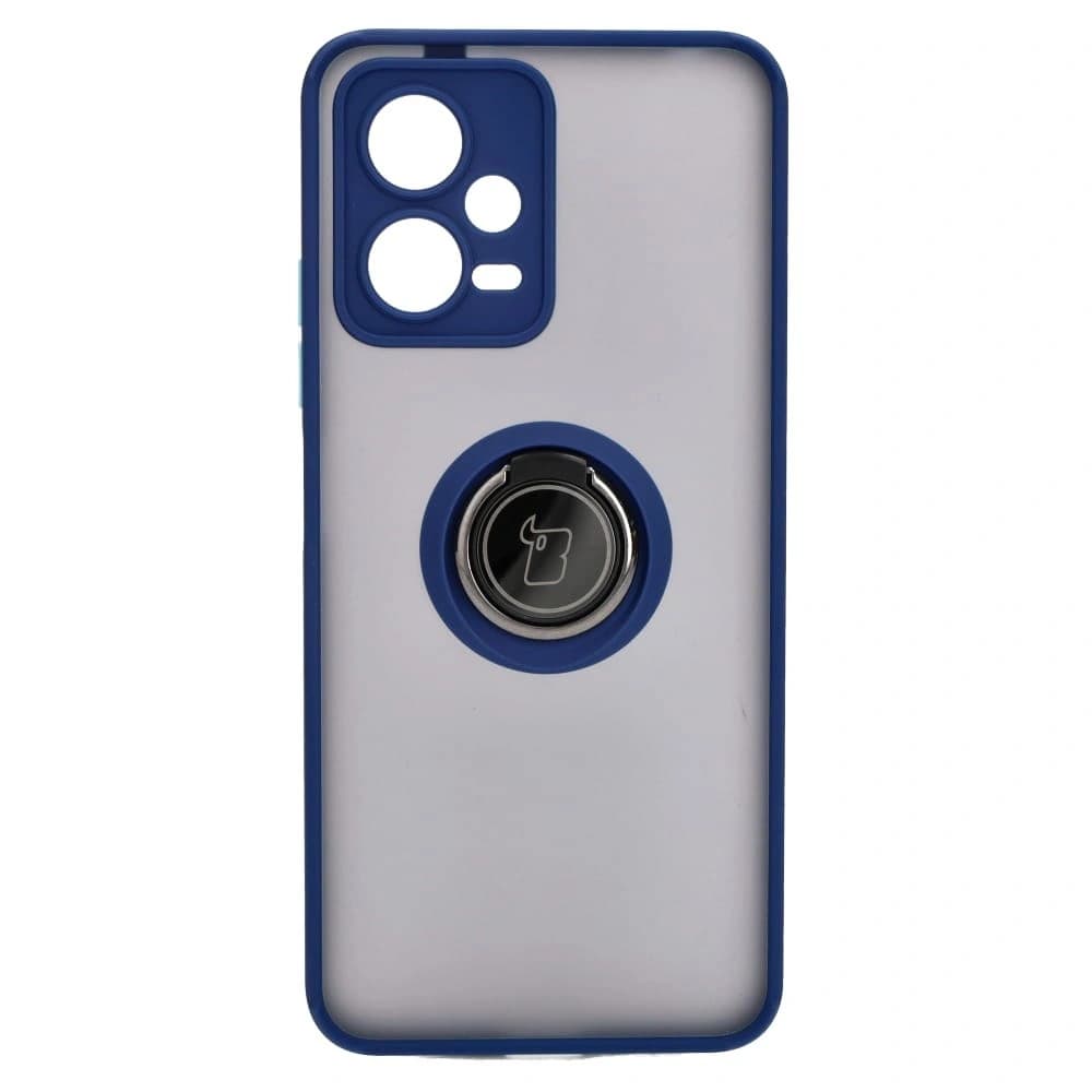 Bizon Case Hybrid Ring Xiaomi Poco X5 / Redmi Note 12 5G rauchig mit einem marineblauen Rahmen - 2