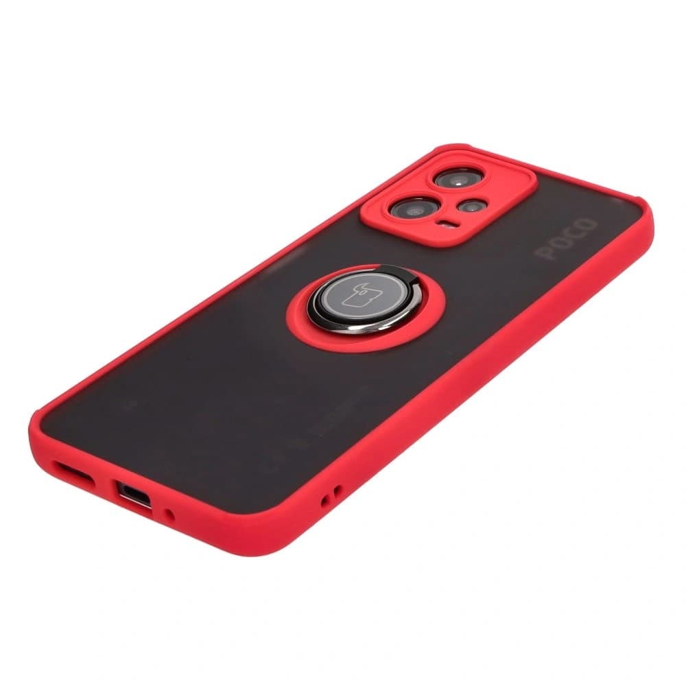 Bizon Case Hybrid Ring Xiaomi Poco X5 / Redmi Note 12 5G smoky with a red frame - 3