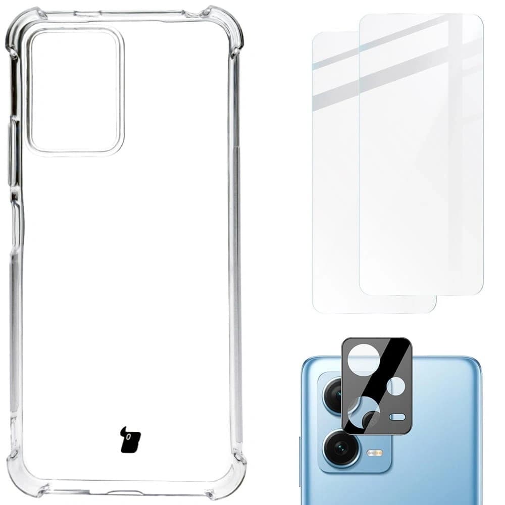 Bizon Case Clear Pack-Hülle + 2x Bildschirmglas + Linsenglas Xiaomi POCO X5 / Redmi Note 12 5G klar - 1
