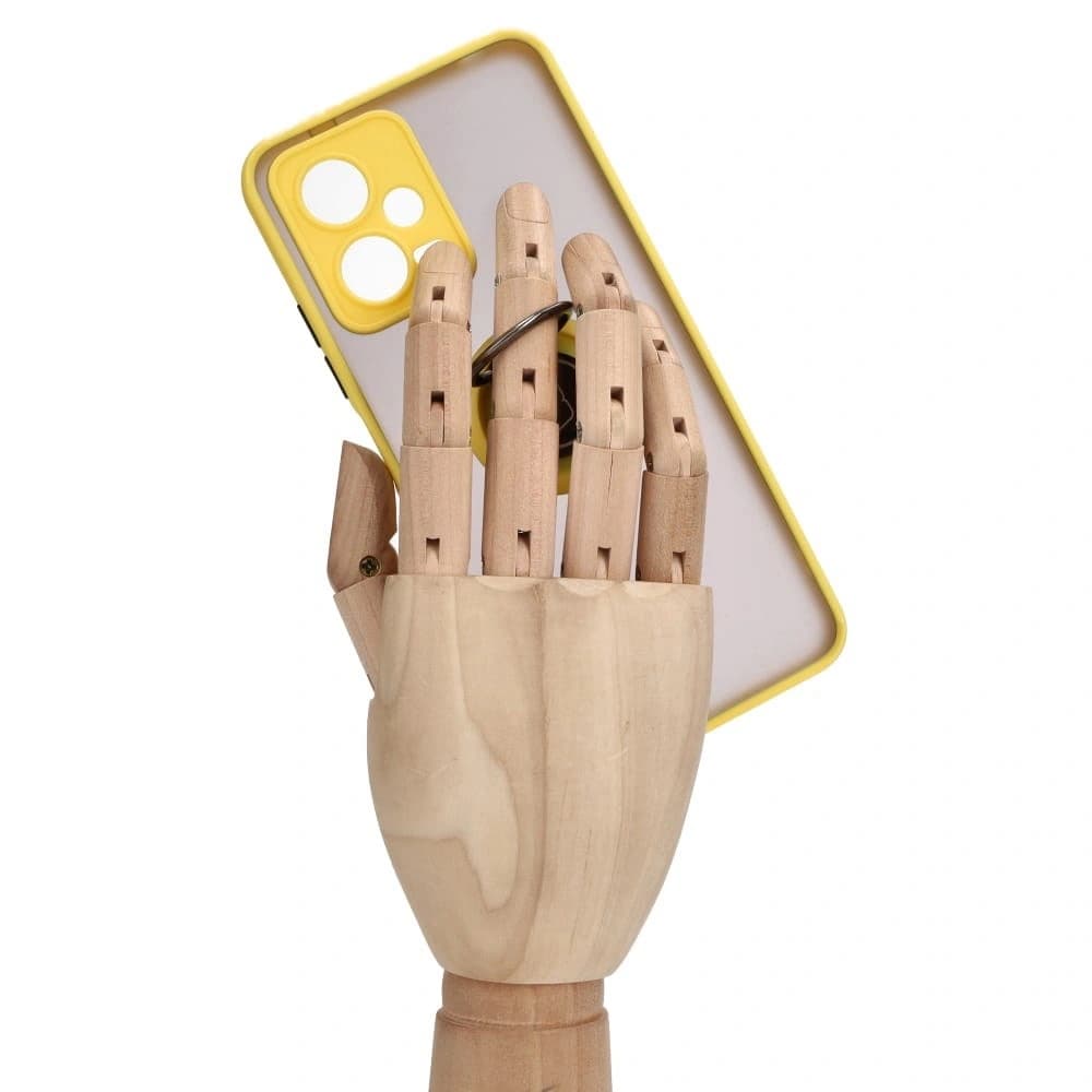 Etui z uchwytem na palec Bizon Case Hybrid Ring do Xiaomi Poco X5 / Redmi Note 12 5G przydymione z żółtą ramką - 8