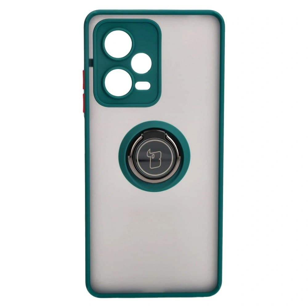 Bizon Case Hybrid Ring Xiaomi Redmi Note 12 Pro+ 5G rauchig mit einem dunkelgrünen Rahmen - 2