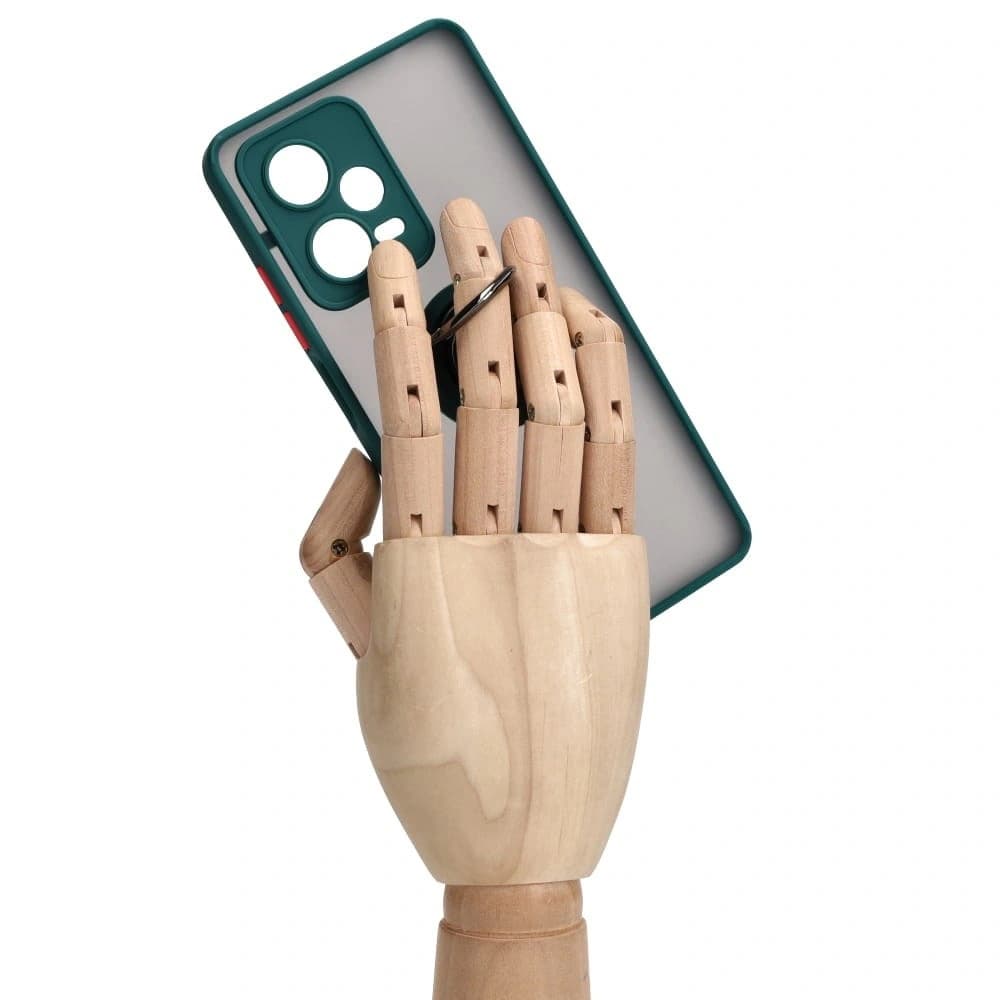 Bizon Case Hybrid Ring Xiaomi Redmi Note 12 Pro+ 5G rauchig mit einem dunkelgrünen Rahmen - 8