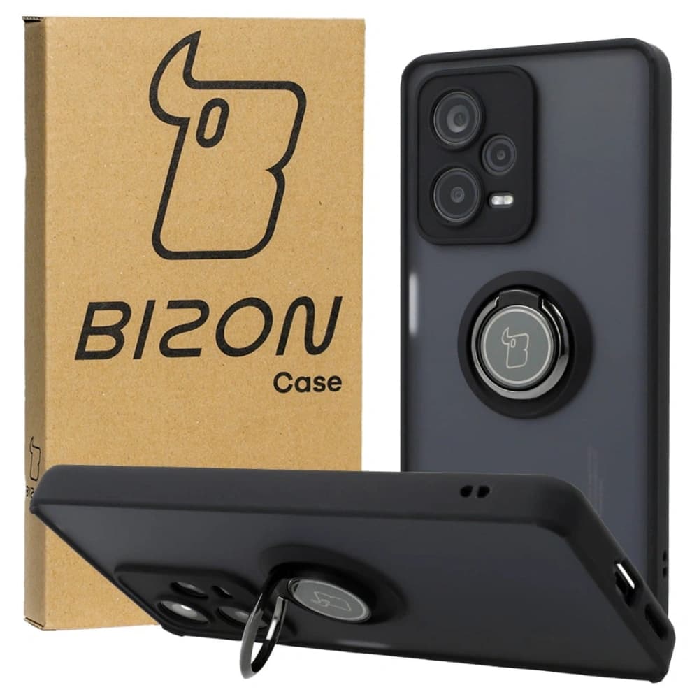 Bizon Case Hybrid Ring Xiaomi Redmi Note 12 Pro+ 5G smoky with a black frame - 1