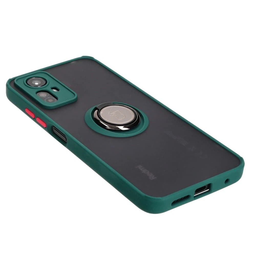 Bizon Case Hybrid Ring Xiaomi Redmi Note 12S rauchig mit einem dunkelgrünen Rahmen - 4