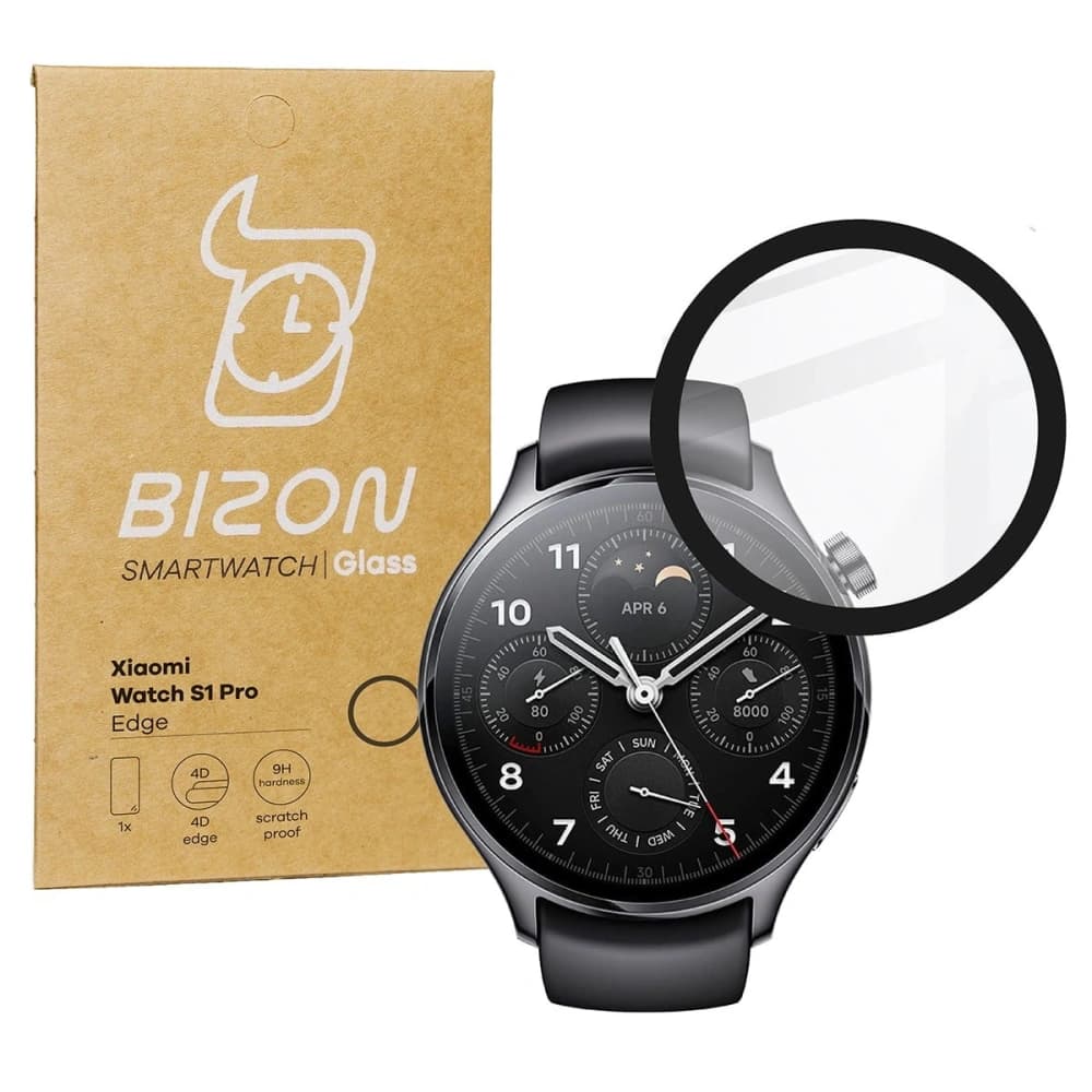 Bizon Glass Watch Edge Hybrid Xiaomi Uhr S1 Pro schwarz - 1