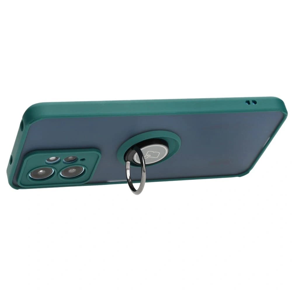 Bizon Case Hybrid Ring Xiaomi Redmi Note 12 4G rauchig mit einem dunkelgrünen Rahmen - 5