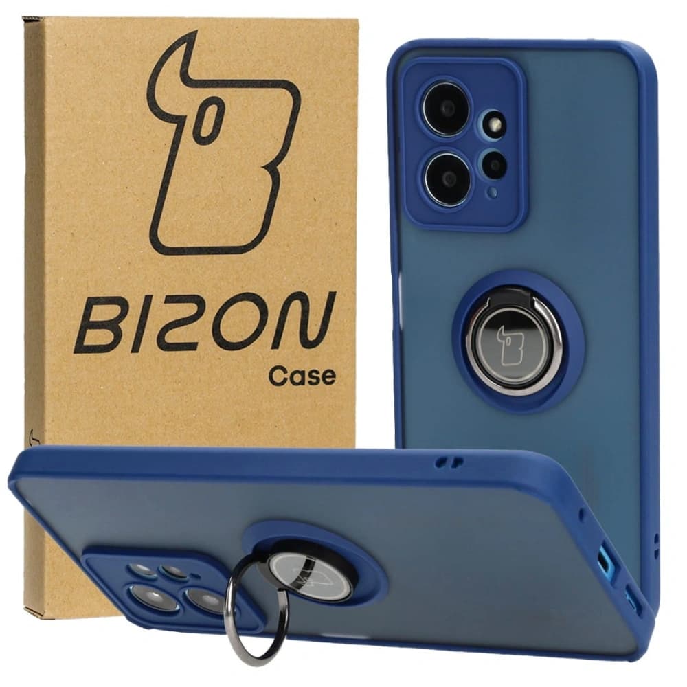 Bizon Case Hybrid Ring Xiaomi Redmi Note 12 4G smoky with a navy blue frame - 1