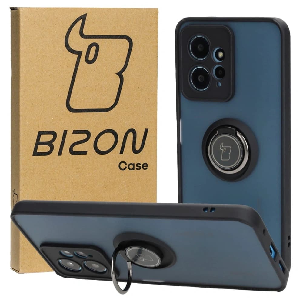 Bizon Case Hybrid Ring Xiaomi Redmi Note 12 4G rauchig mit einem schwarzen Rahmen - 1