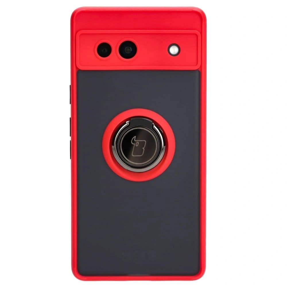 Bizon Case Hybrid Ring Google Pixel 7A rauchig mit einem roten Rahmen - 2