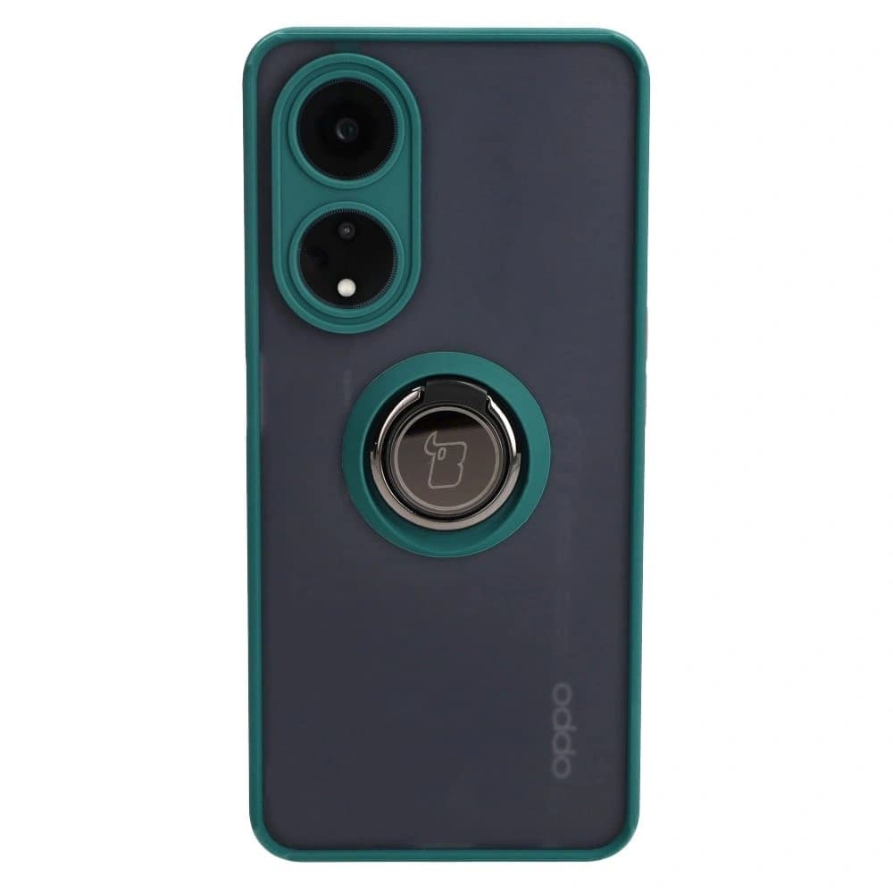 Bizon Case Hybrid Ring Oppo A98 5G rauchig mit einem dunkelgrünen Rahmen - 2