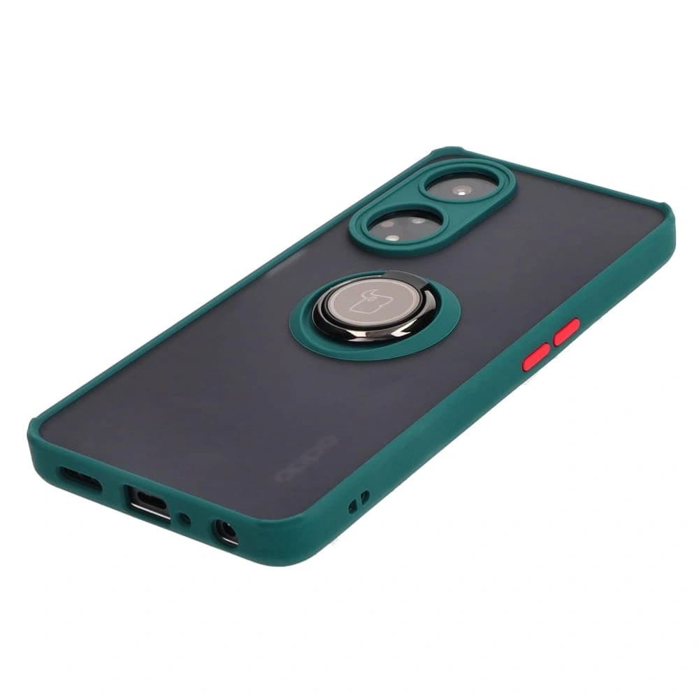 Bizon Case Hybrid Ring Oppo A98 5G rauchig mit einem dunkelgrünen Rahmen - 3