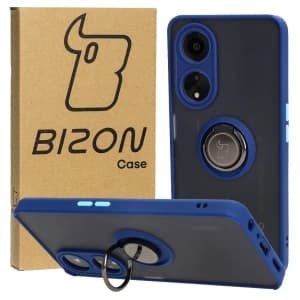 Bizon Case Hybrid Ring Oppo A98 5G rauchig mit einem navyblauen Rahmen