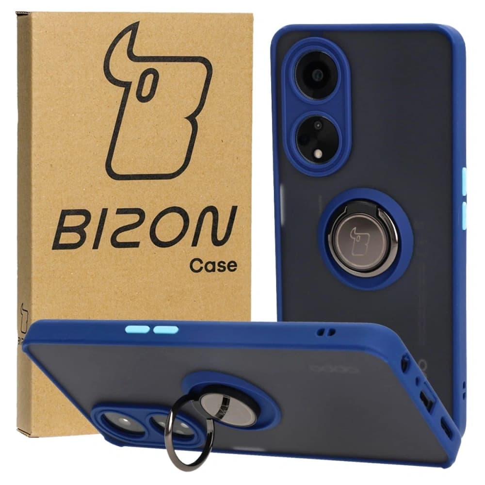 Bizon Case Hybrid Ring Oppo A98 5G smoky with a navy blue frame - 1