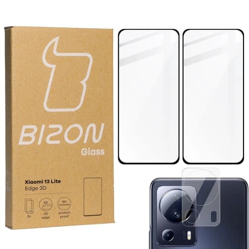 BIZON Edge 3D 2x Bildschirmglas + Kameraglas Xiaomi 13 Lite