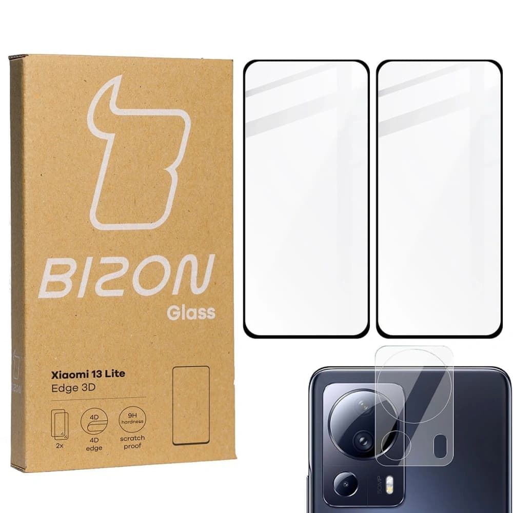 BIZON Edge 3D 2x Bildschirmglas + Kameraglas Xiaomi 13 Lite - 1