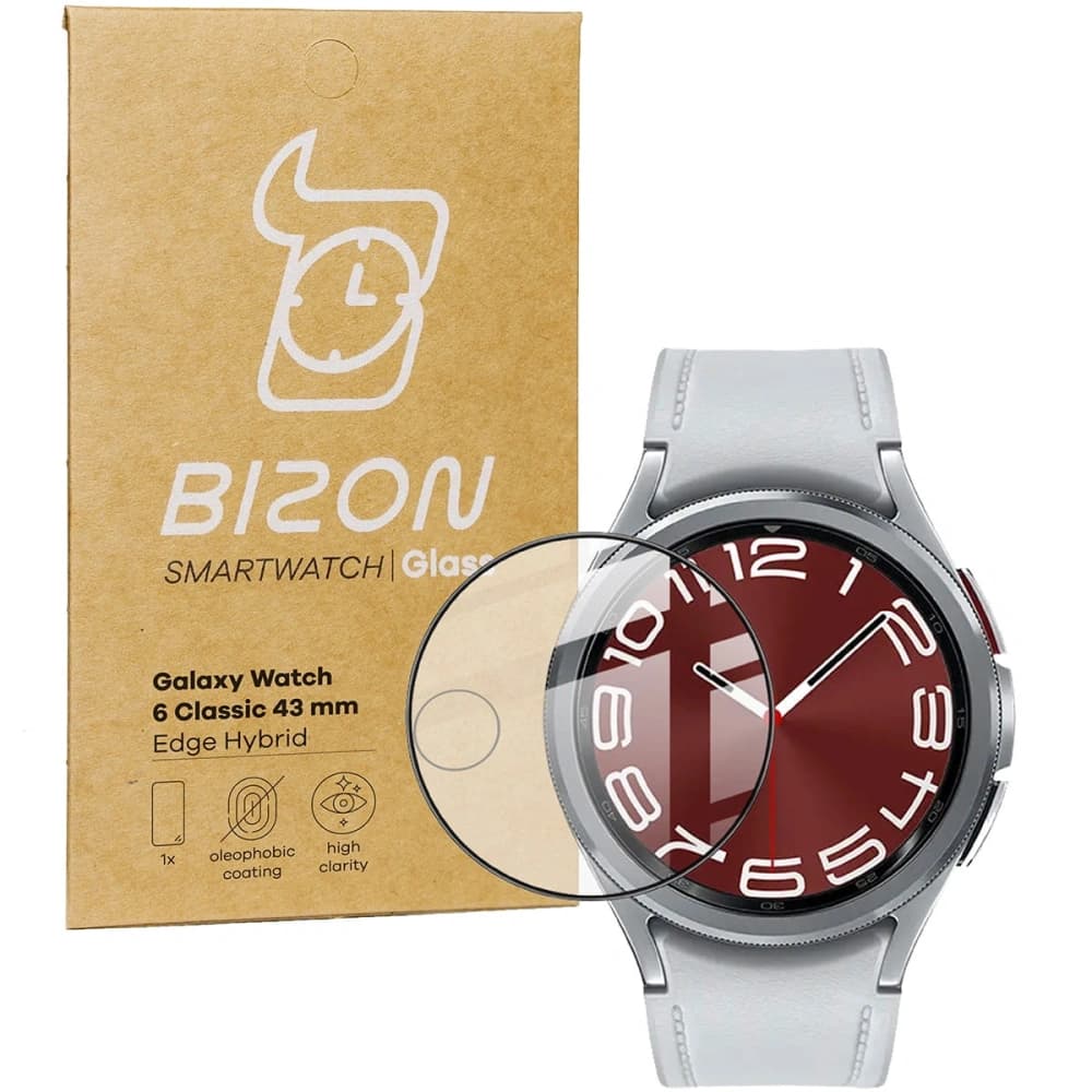 Bizon Glas Uhr Edge Hybrid Samsung Galaxy Watch 6 Classic 43mm schwarz - 1
