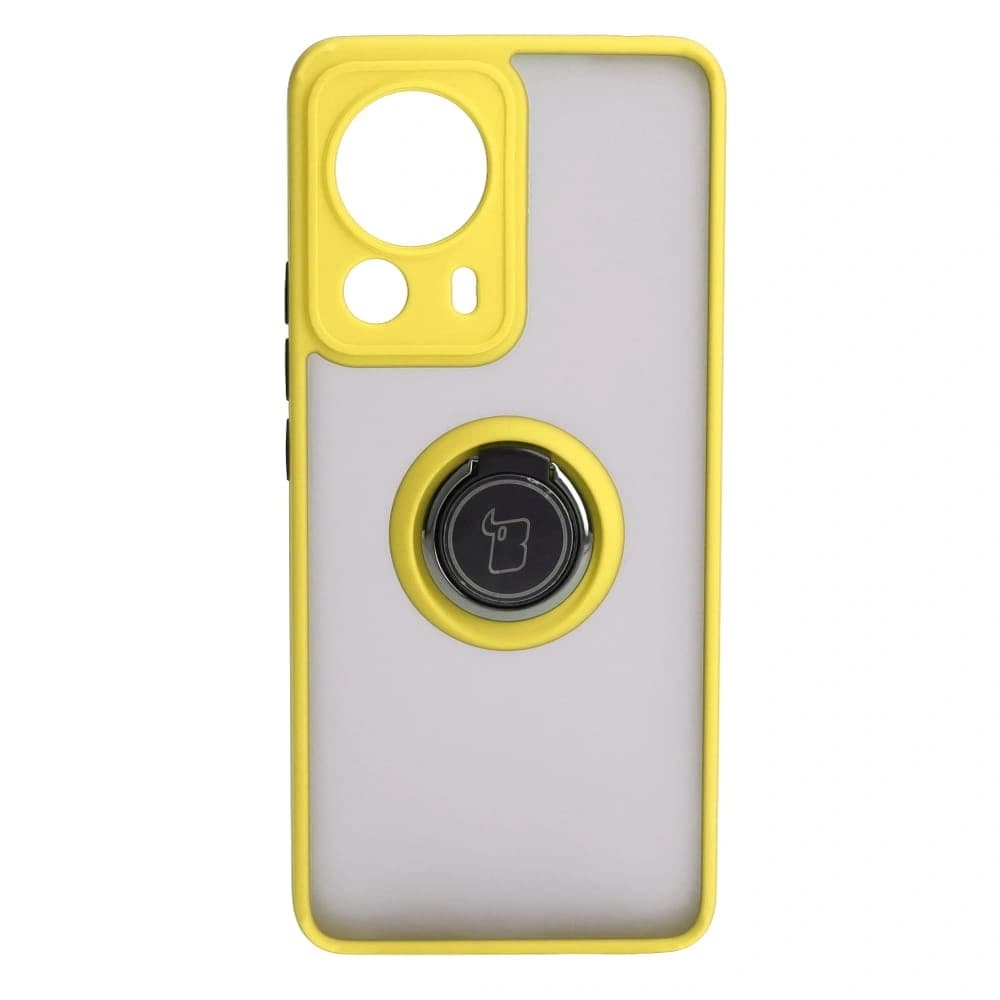 Bizon Case Hybrid Ring Xiaomi 13 Lite smoky with a yellow frame - 2