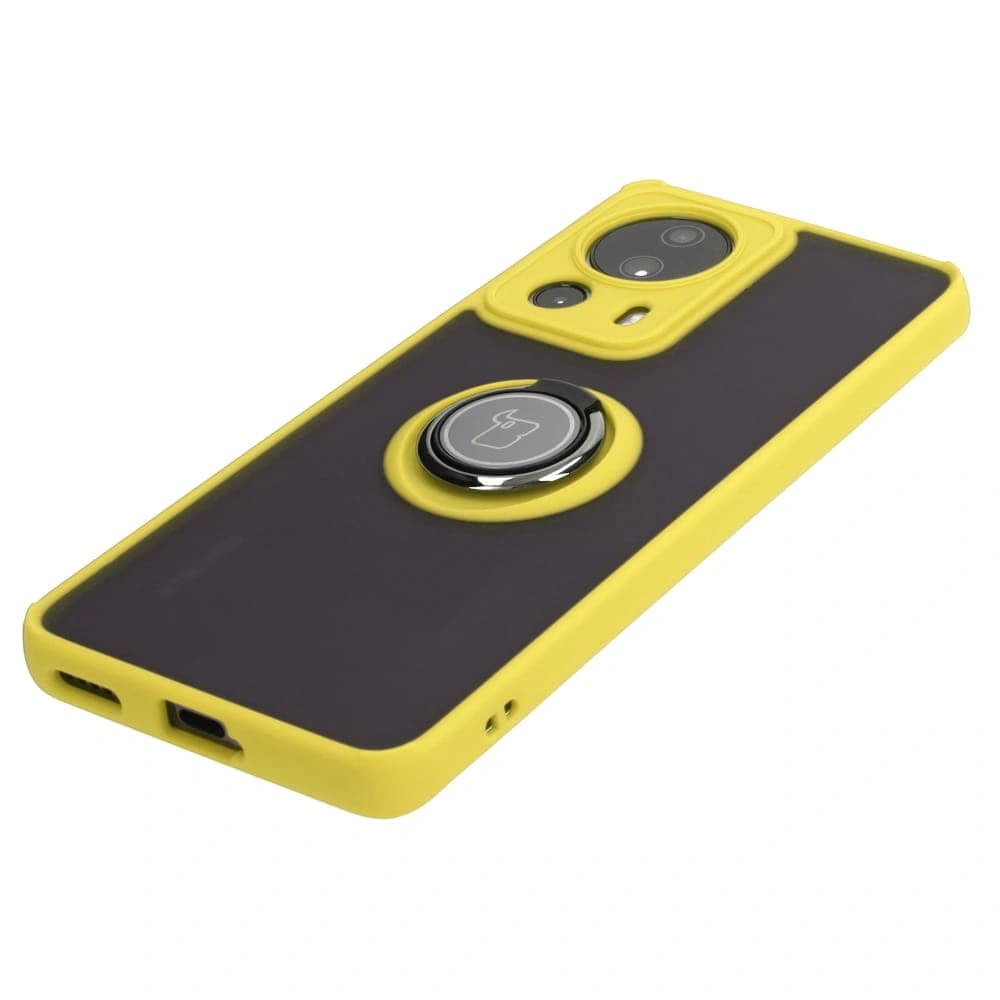 Bizon Case Hybrid Ring Xiaomi 13 Lite smoky with a yellow frame - 3