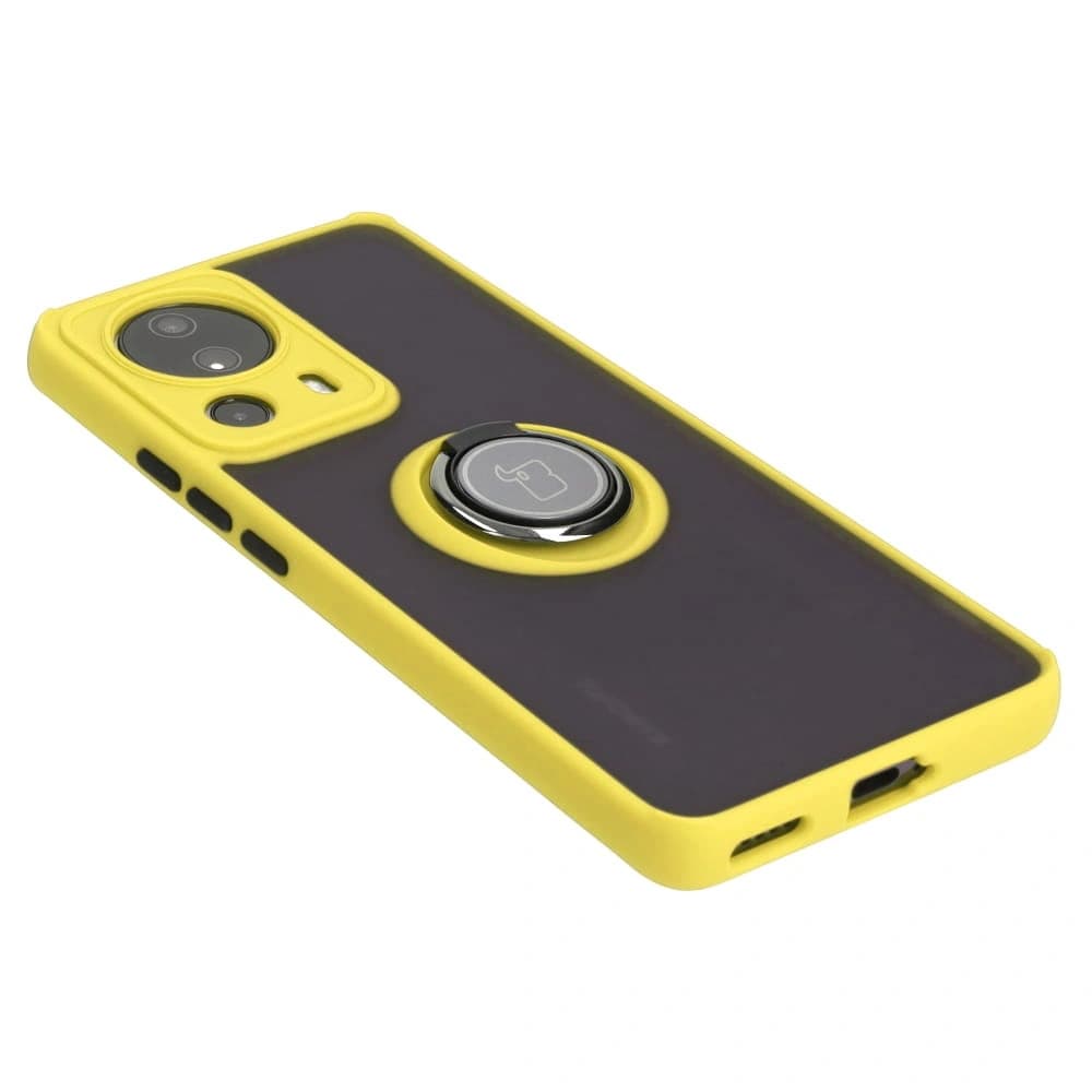 Bizon Case Hybrid Ring Xiaomi 13 Lite smoky with a yellow frame - 4