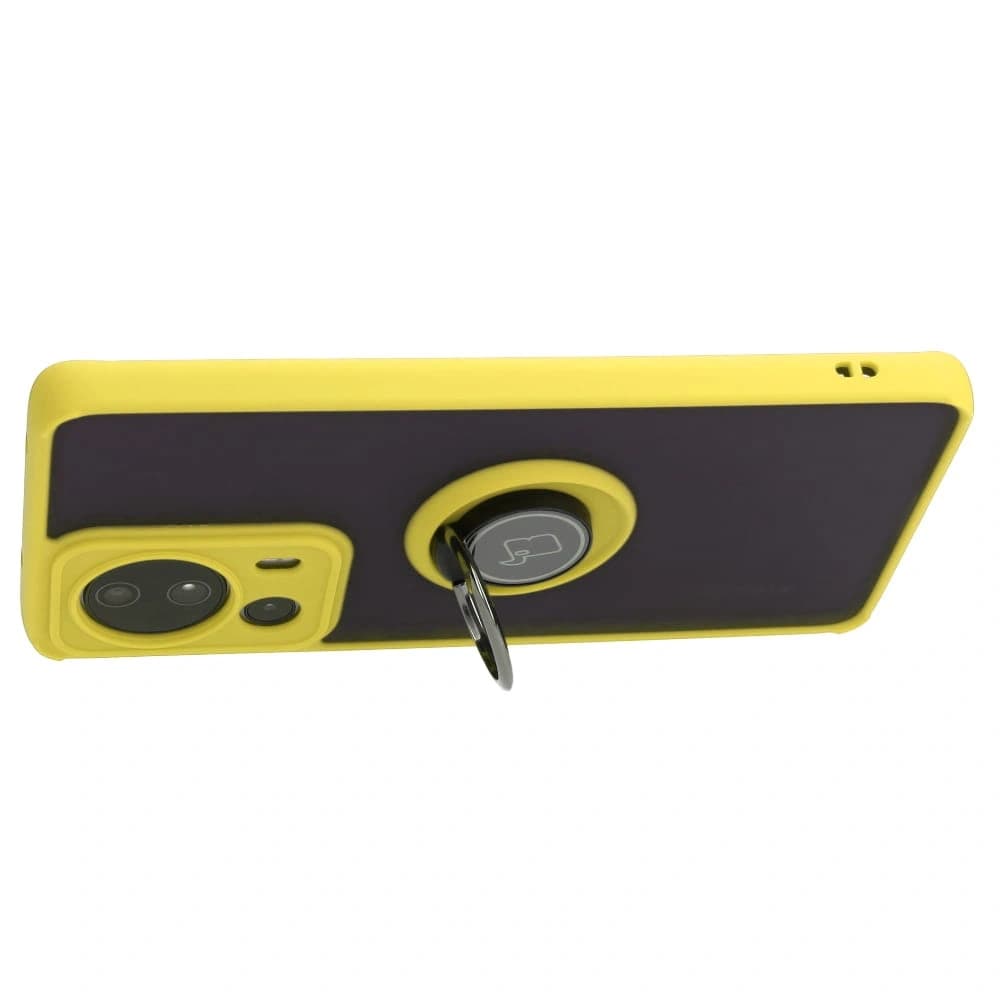 Bizon Case Hybrid Ring Xiaomi 13 Lite smoky with a yellow frame - 5