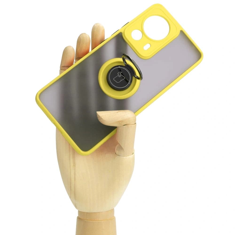 Bizon Case Hybrid Ring Xiaomi 13 Lite smoky with a yellow frame - 7