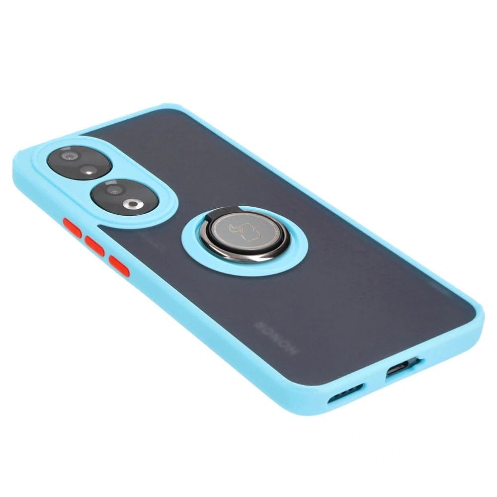 Bizon Case Hybrid Ring Honor 90 smoky with a light blue frame - 4