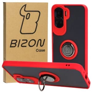 Bizon Case Hybrid Ring Honor 90 Lite smoky with a red frame