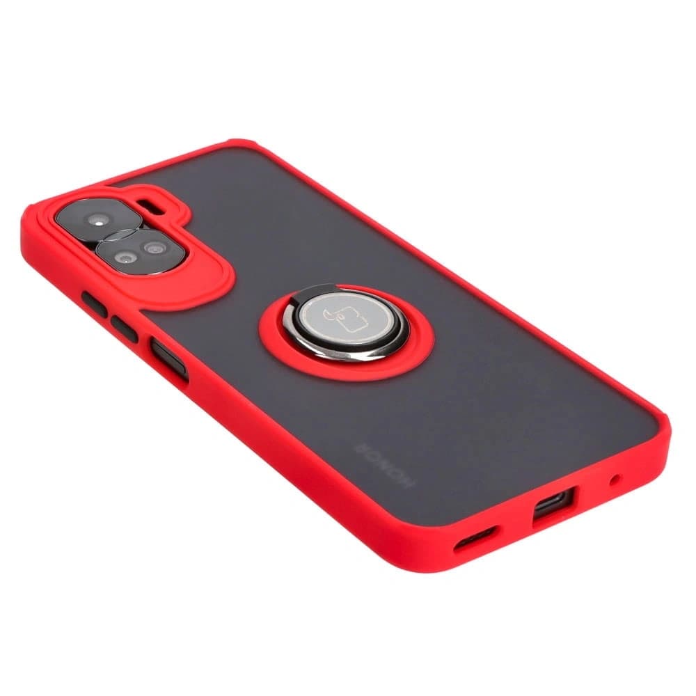Bizon Case Hybrid Ring Honor 90 Lite smoky with a red frame - 4