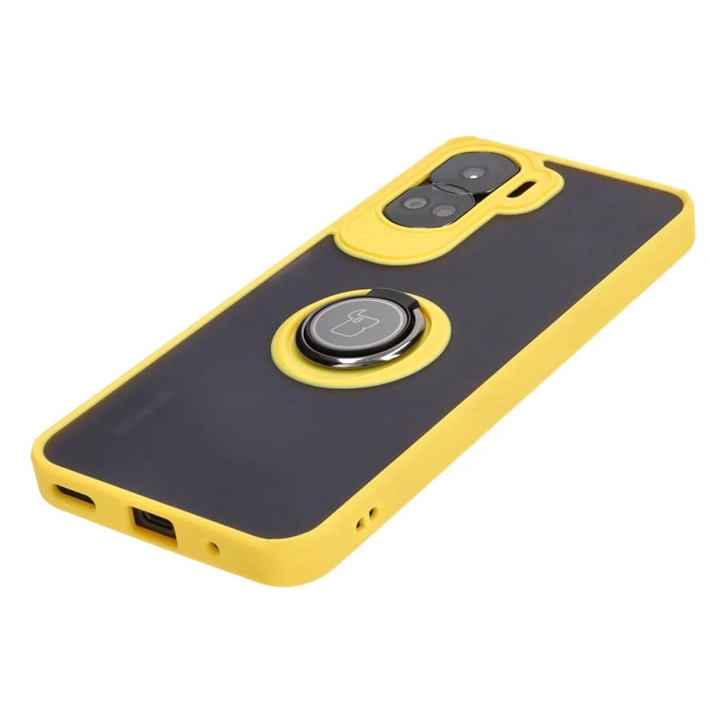 Bizon Case Hybrid Ring Honor 90 Lite rauchig mit einem gelben Rahmen - 3