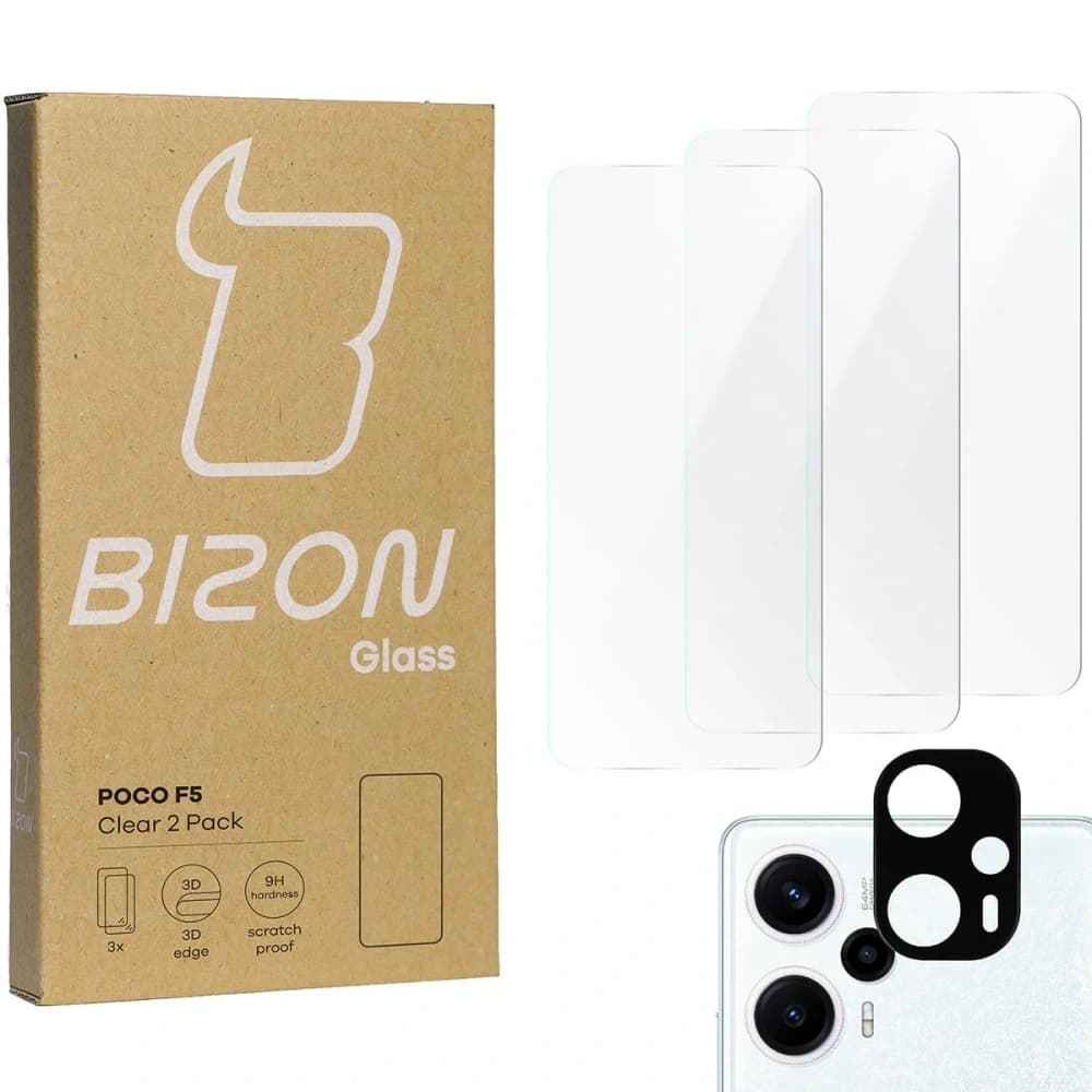 BIZON Clear 3x Bildschirmglas + Kameraglas Xiaomi Poco F5 - 1