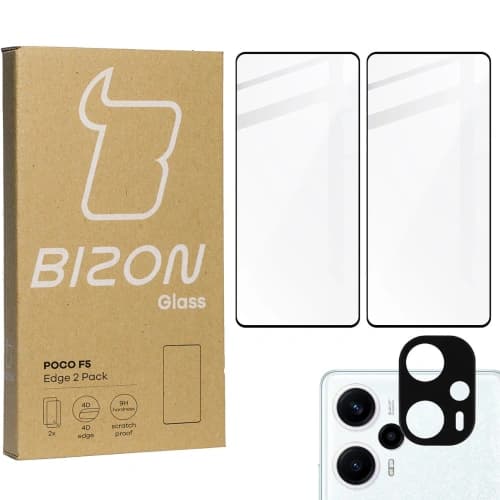 BIZON Edge Pack 2x Bildschirmglas + Kameraglas Xiaomi Poco F5