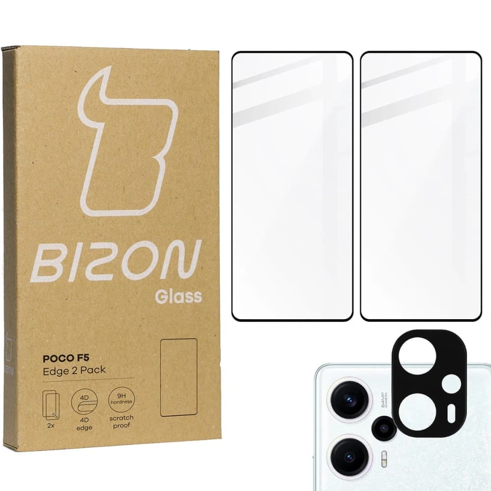 BIZON Edge Pack 2x Bildschirmglas + Kameraglas Xiaomi Poco F5 - 1