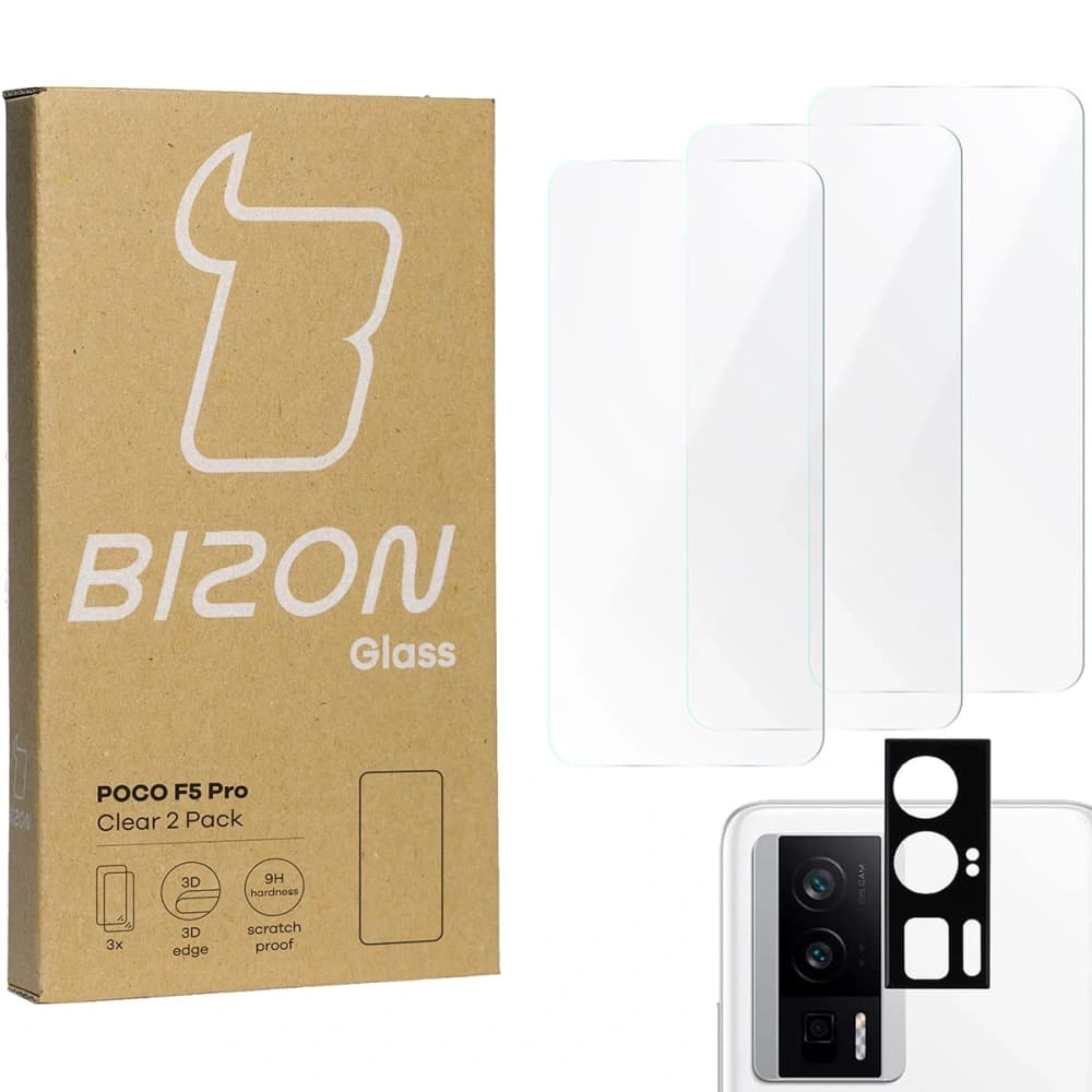 BIZON Clear 3x screen glass + camera glass Xiaomi Poco F5 Pro - 1