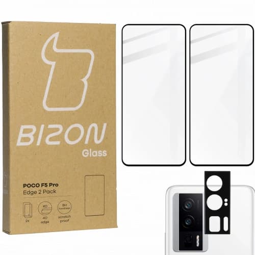 BIZON Edge Pack 2x Bildschirmglas + Kameraglas Xiaomi Poco F5 Pro