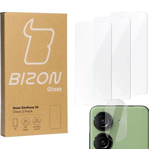 BIZON Clear 3x screen glass + camera glass Asus Zenfone 10