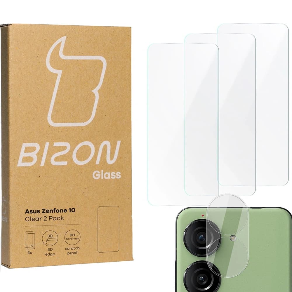 BIZON Clear 3x screen glass + camera glass Asus Zenfone 10 - 1