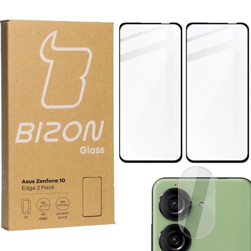 BIZON Edge 2x screen glass + camera glass Asus Zenfone 10