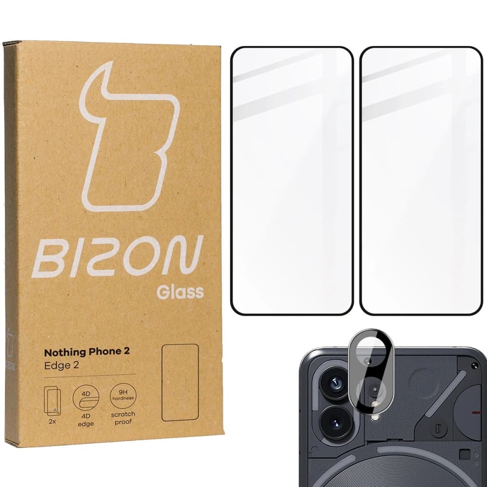BIZON Edge 2x Bildschirmglas + Kameraglas für Nothing Phone 2 - 1