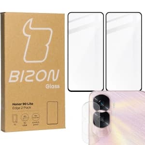 BIZON Edge 2x screen glass + camera glass Honor 90 Lite