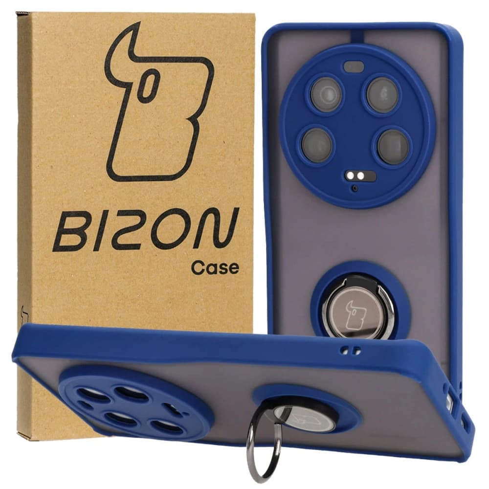 Bizon Case Hybrid Ring Xiaomi 13 Ultra smoky with a navy blue frame - 1