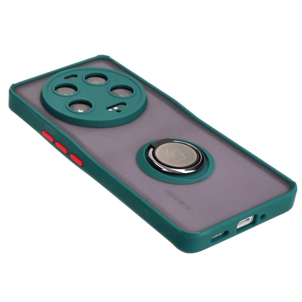 Bizon Case Hybrid Ring Xiaomi 13 Ultra rauchig mit einem dunklen grünen Rahmen - 4