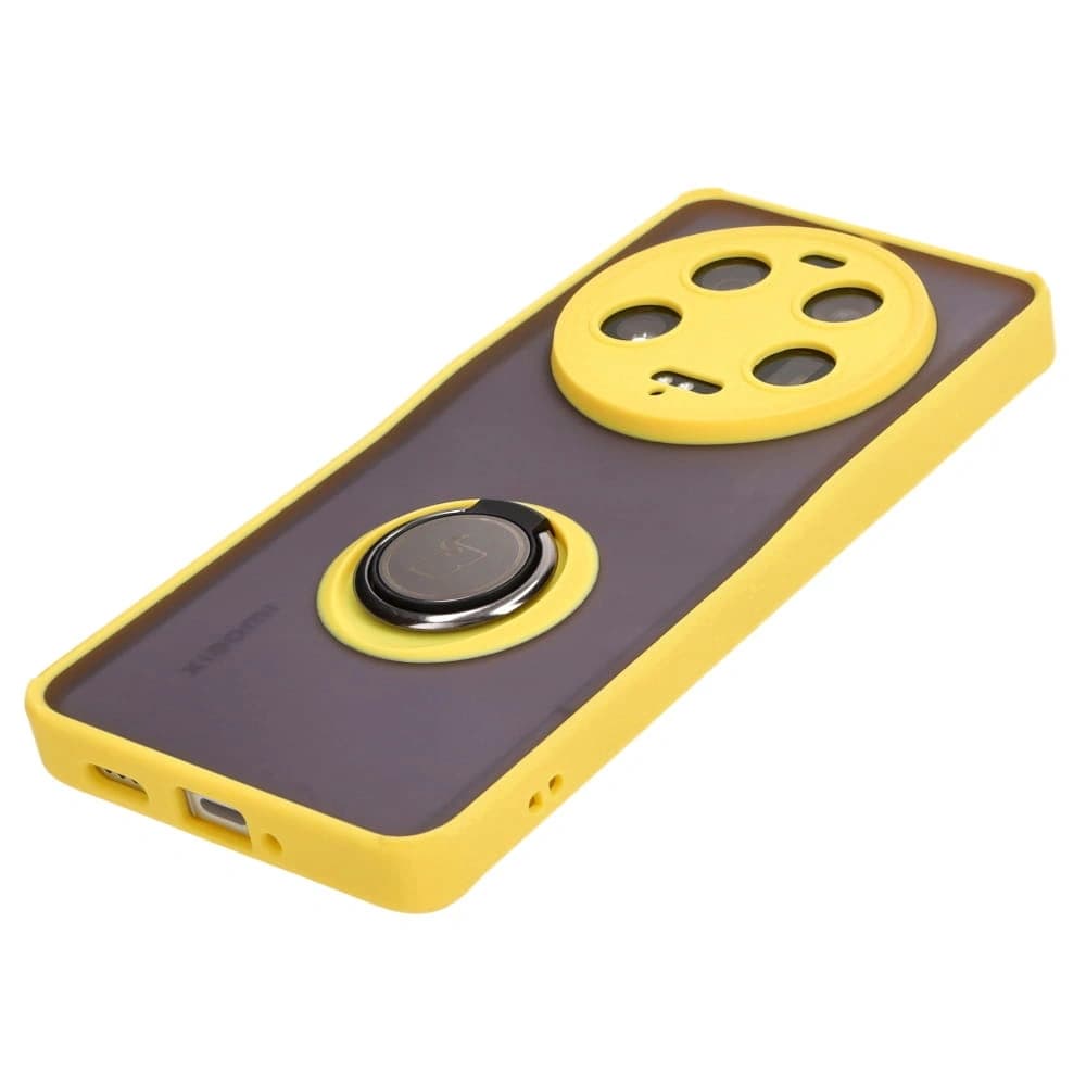 Bizon Case Hybrid Ring Xiaomi 13 Ultra smoky with a yellow frame - 3