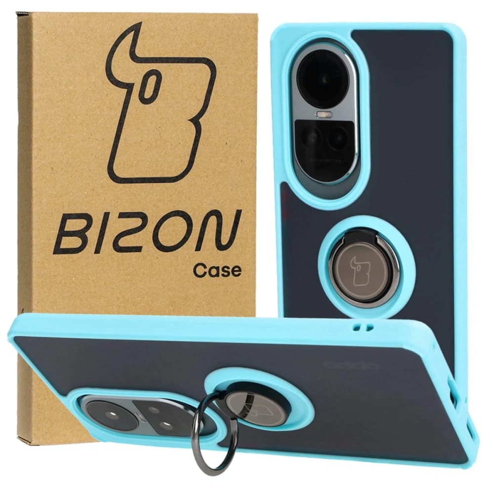 Bizon Case Hybrid Ring Oppo Reno10 / 10 Pro rauchig mit einem hellblauen Rahmen - 1