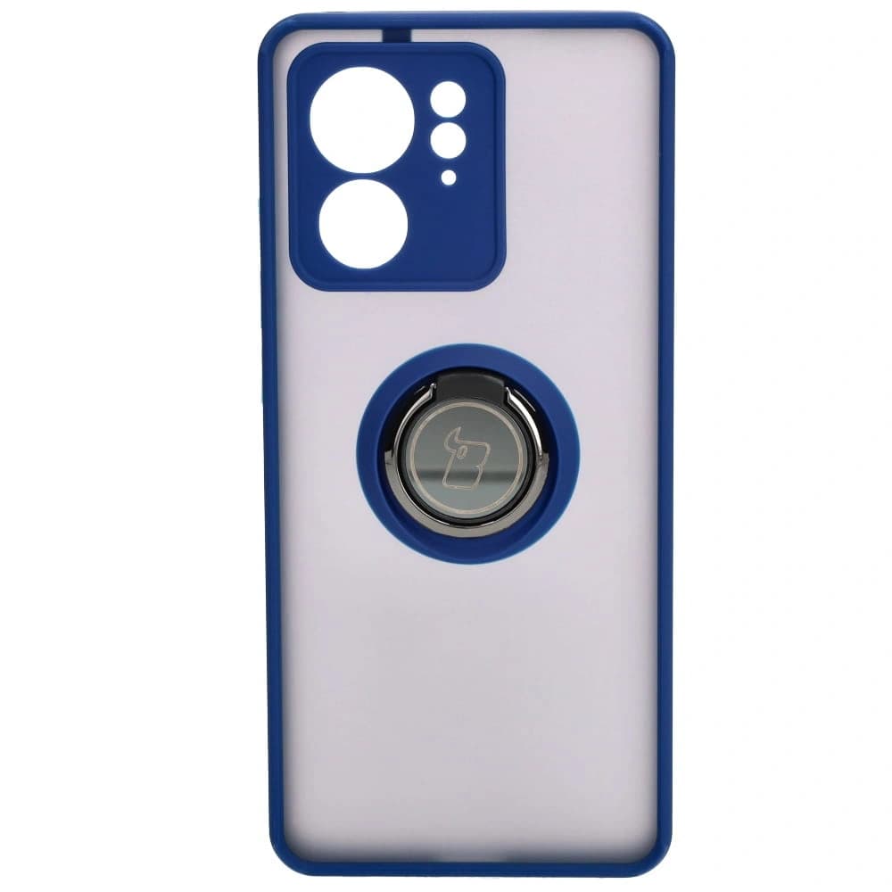 Bizon Case Hybrid Ring Motorola Edge 40 rauchig mit einem navyblauen Rahmen - 2