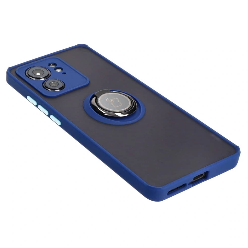 Bizon Case Hybrid Ring Motorola Edge 40 rauchig mit einem navyblauen Rahmen - 4