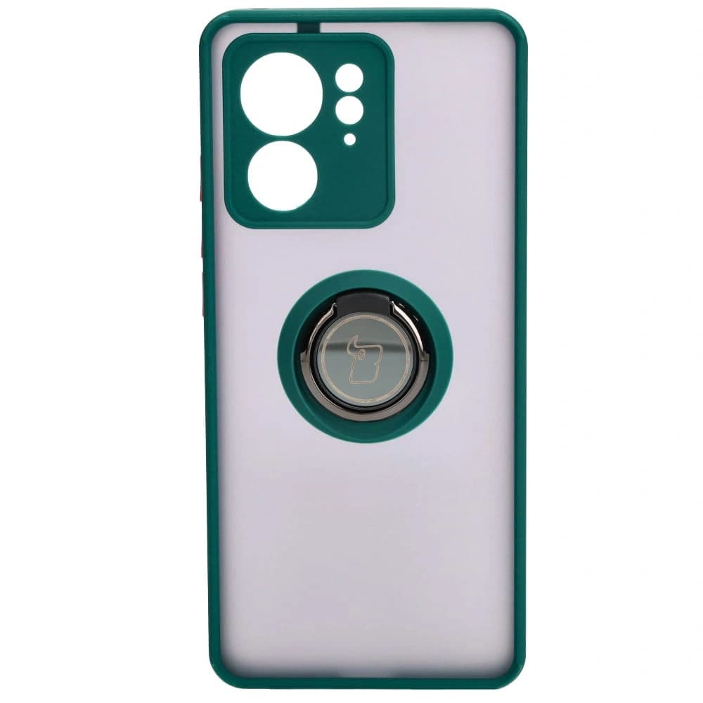 Bizon Case Hybrid Ring Motorola Edge 40 rauchig mit einem dunkelgrünen Rahmen - 2