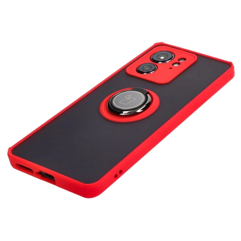 Bizon Case Hybrid Ring Motorola Edge 40 smoky with a red frame - 3
